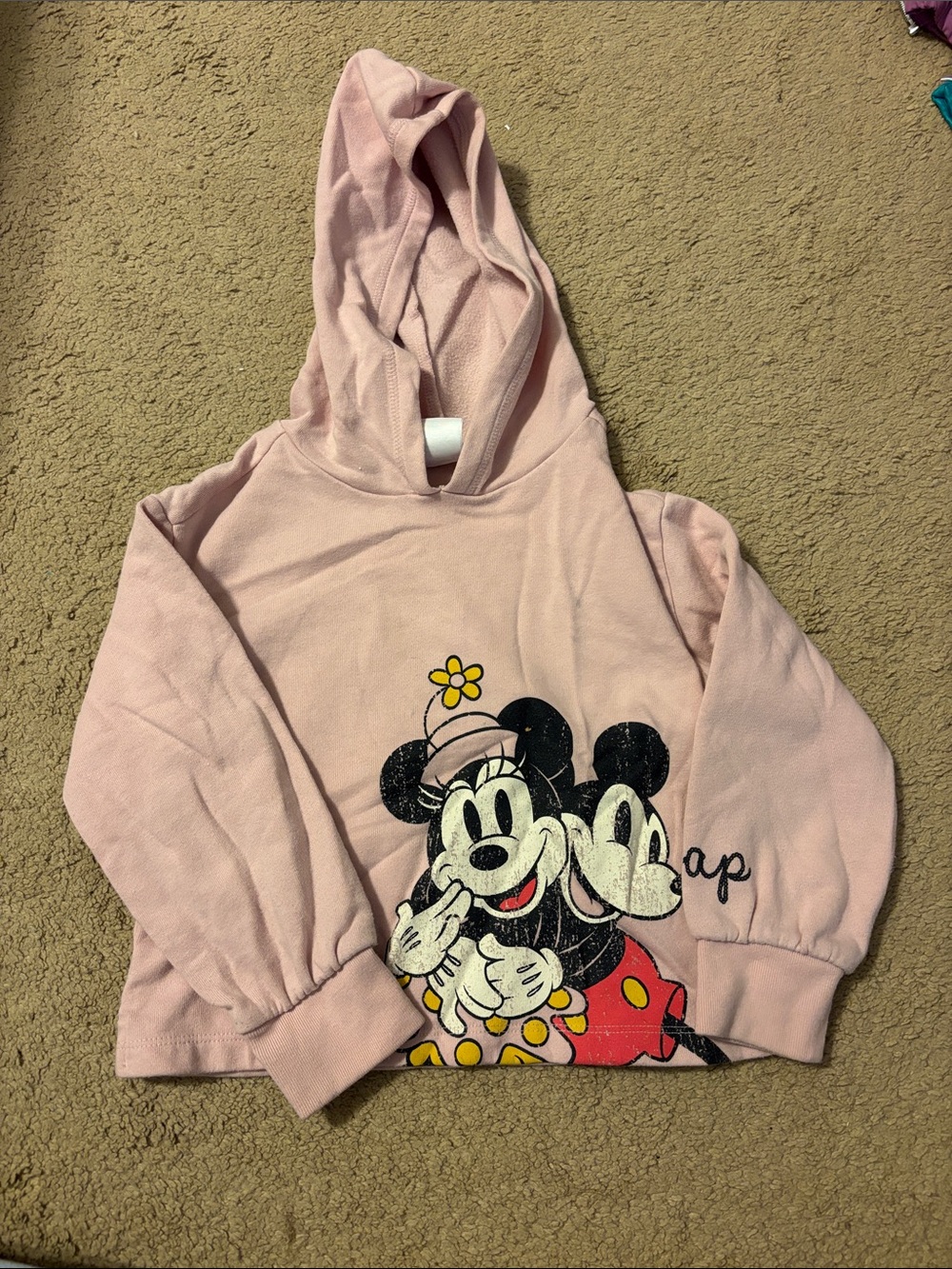 GAP Pink Girls' Hooded Mickey & Minnie Graphic Sweatshirt